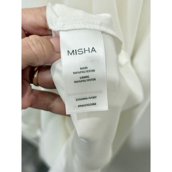 Misha x REVOLVE Evianna Satin Sleeveless Halter Neck Maxi Gown White Women's L - Picture 6 of 7